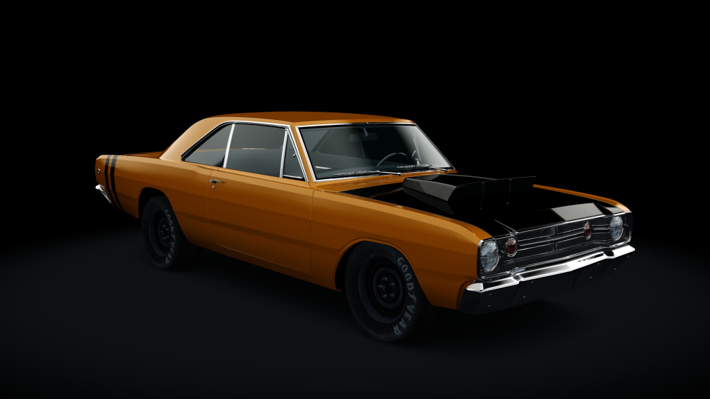 1968 Dodge Dart  Hood scoop, skin Her Orange And Black