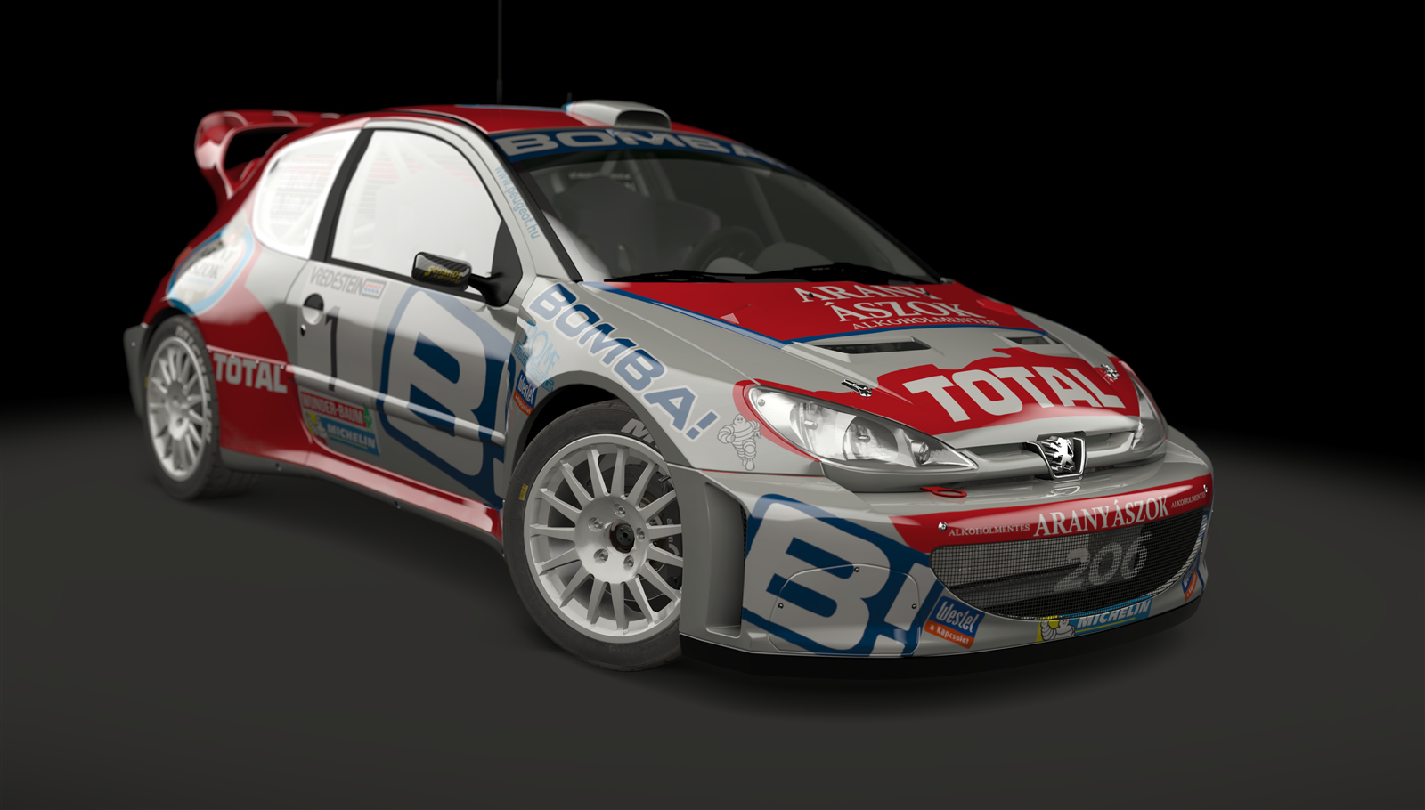 Peugeot 206 WRC, skin Bomba