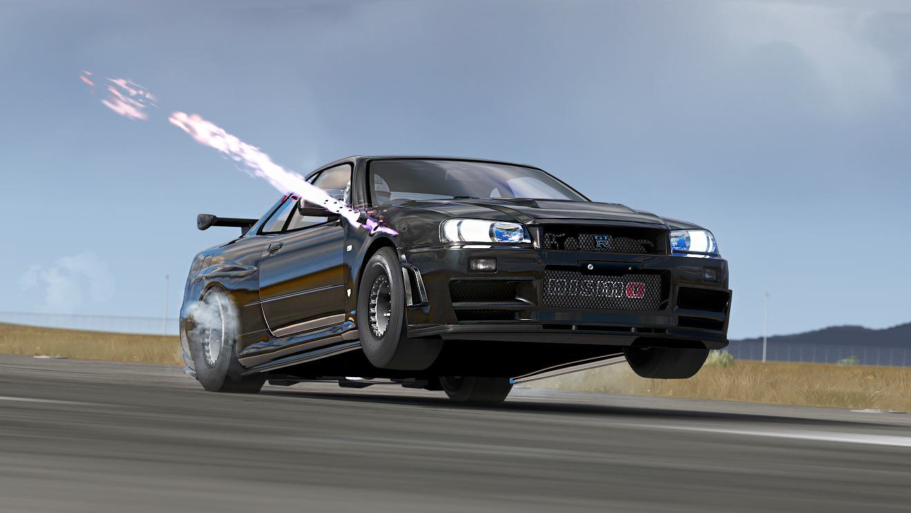 Nissan Skyline GTR R34 V-Spec Drag - Tinko Built - MkElite High Boost Tuned 6 Sec, skin 03_black_pearl