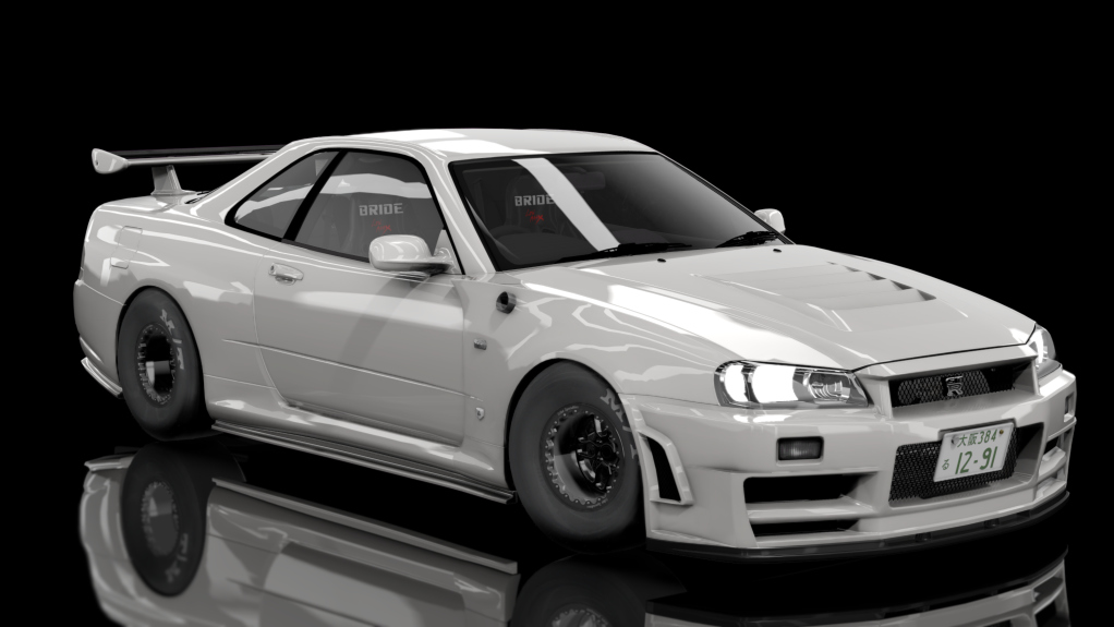 Nissan Skyline GTR R34 V-Spec Drag - Tinko Built - MkElite High Boost Tuned 6 Sec, skin 05_pearl_white